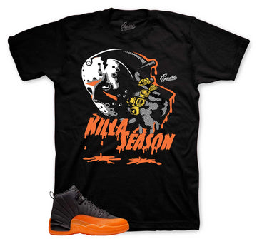 Retro 12 Brilliant Orange Shirt - Killa Season - Black