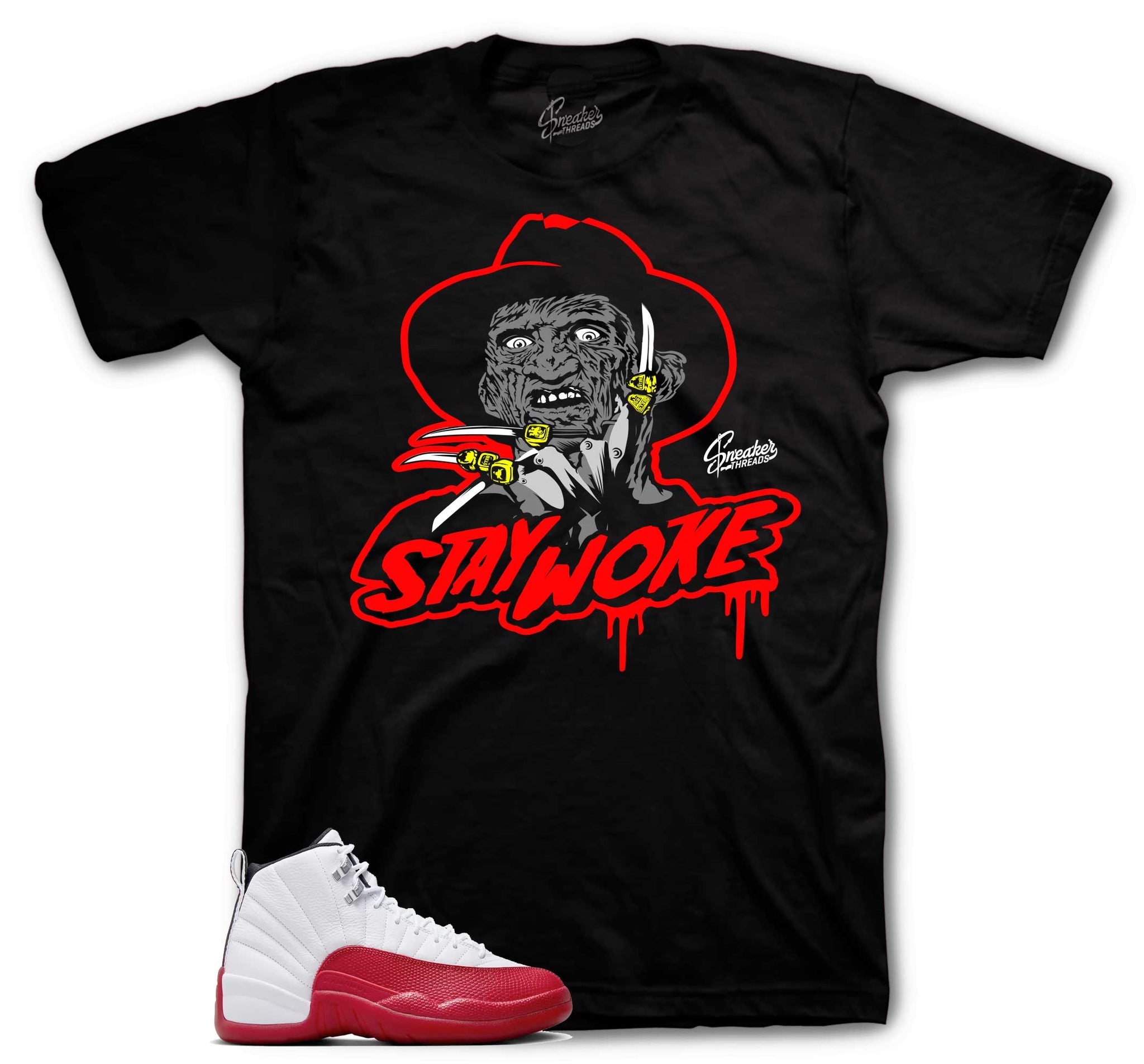 Retro 12 Cherry Shirt - Stay Woke - Black