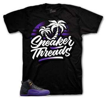 Retro 12 Field Purple Shirt - ST Palms - Black