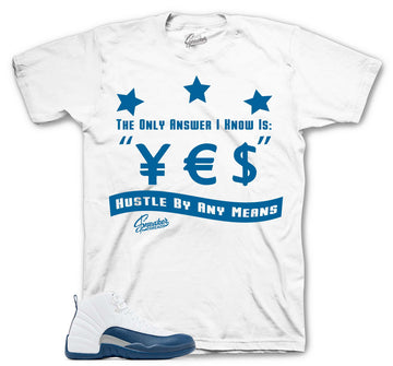 Retro 12 French Blue Shirt - Answer - White