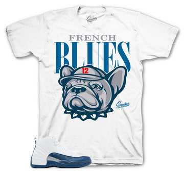 Retro 12 French Blue Shirt - Bullies - White