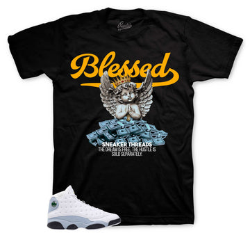 Retro 13 Blue Grey Shirt - Blessed Angel - Black
