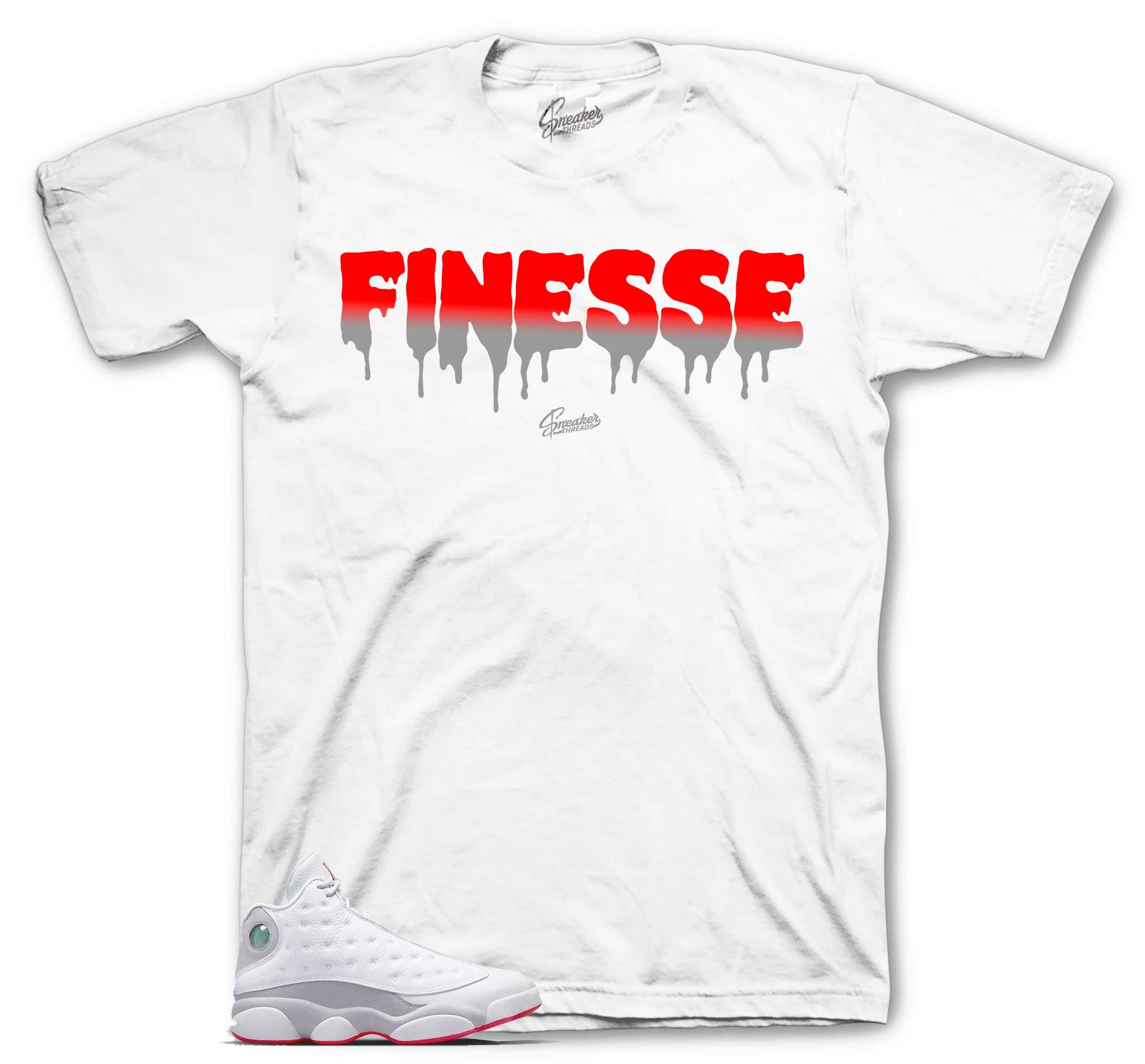 Retro 13 Wolf Grey Shirt - Finesse - White