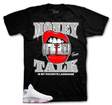 Retro 13 Wolf Grey Shirt - Money Talk - Black