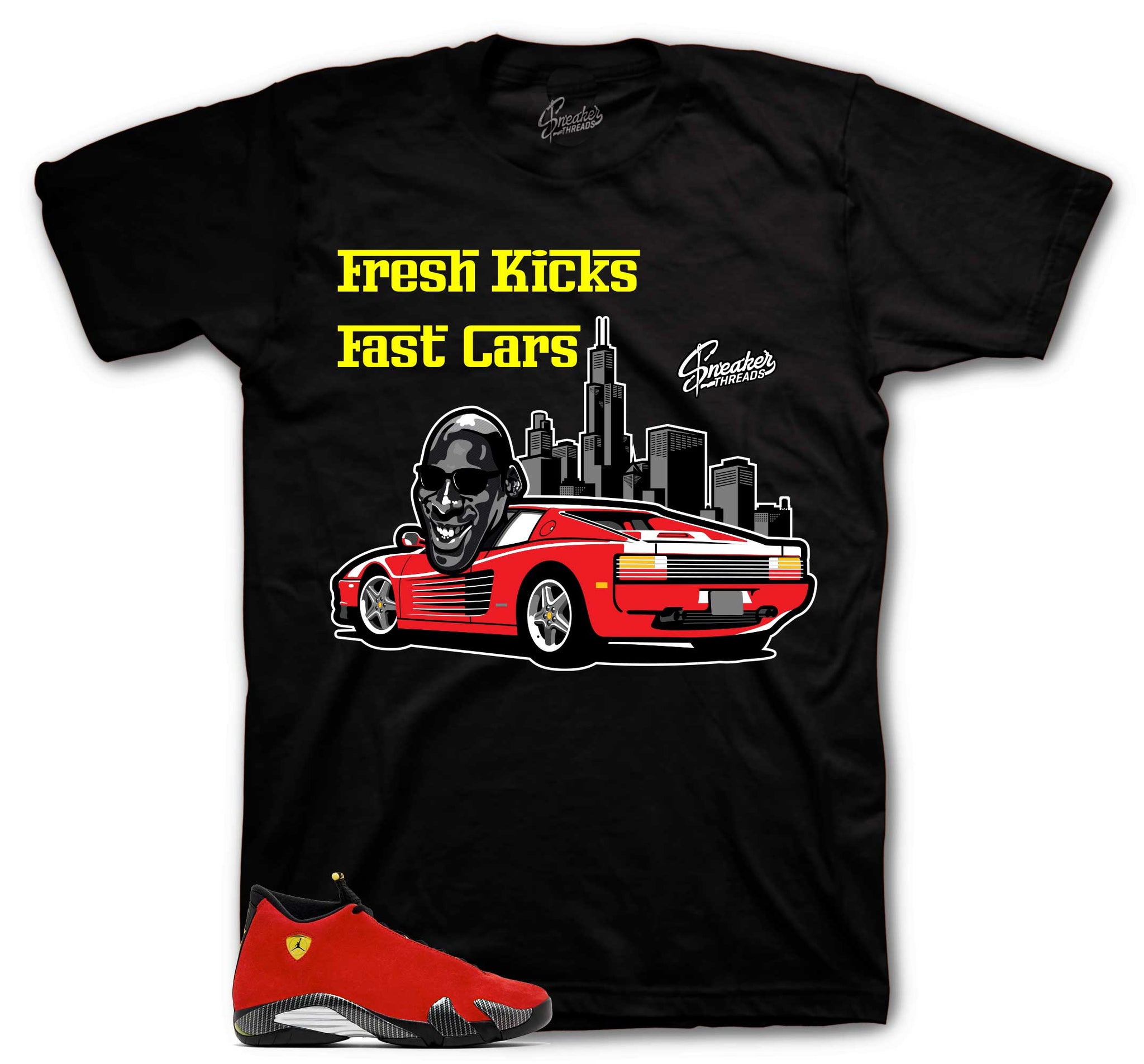 Retro 14 Challenge Red Shirt - Fresh Kicks - Black