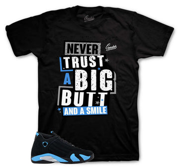 Retro 14 University Blue Shirt - Never Trust - Black