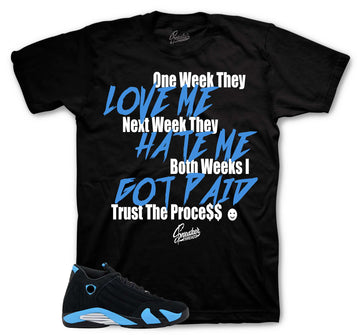 Retro 14 University Blue Shirt - Trust The Process - Black