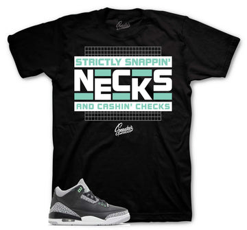Retro 3 Green Glow Shirt - Snappin Necks - Black