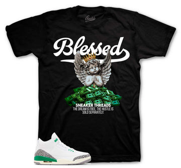 Retro 3 Lucky Green Shirt - Blessed Angel - Black