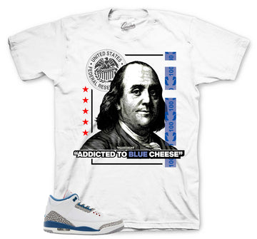 Retro 3 True Blue Shirt - Blue Cheese - White