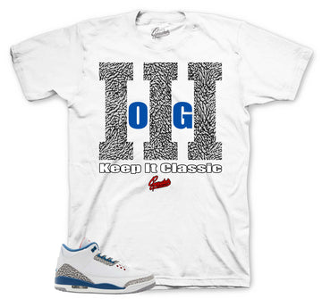 Retro 3 True Blue Shirt - Keep It Classic - White