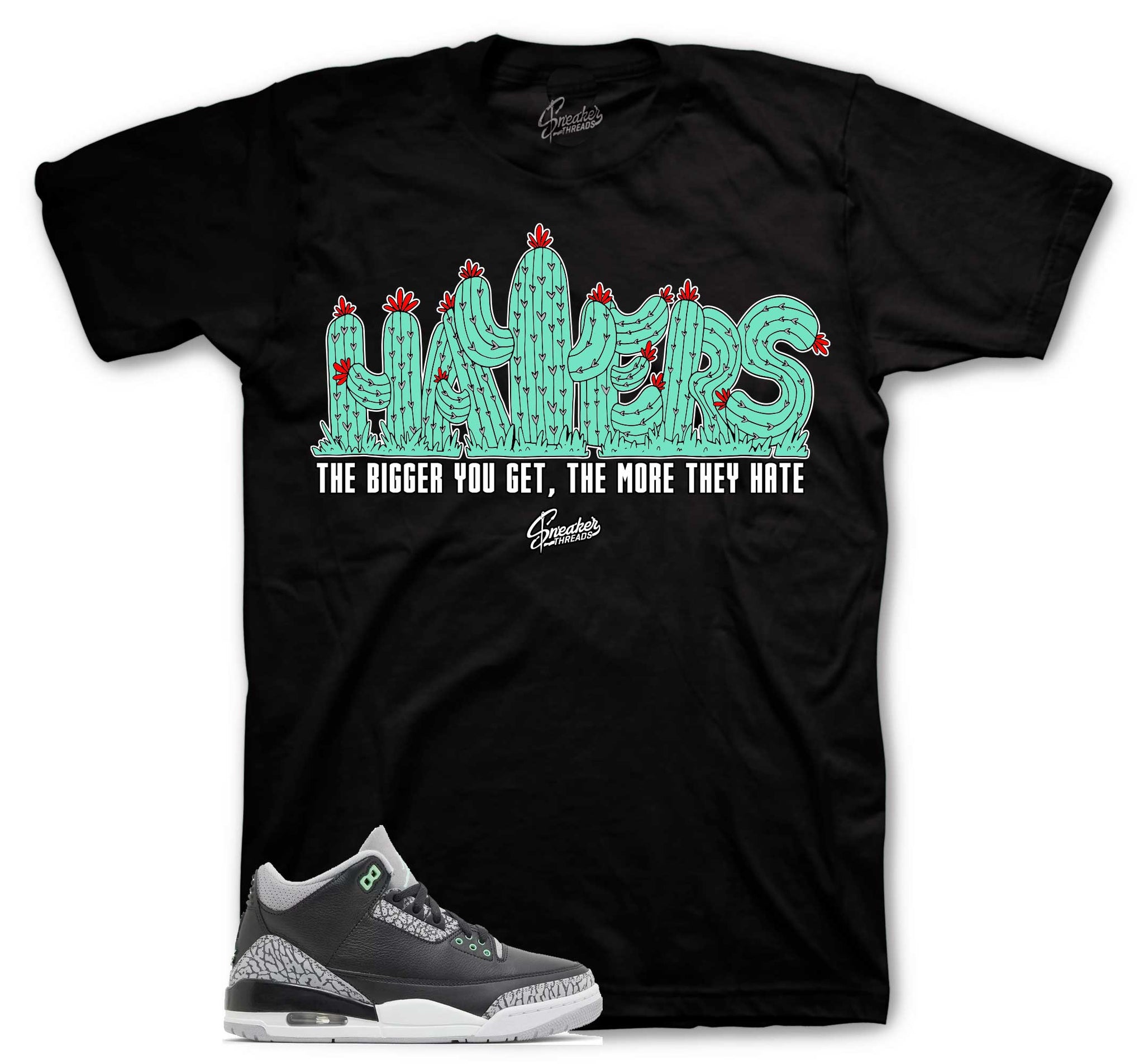 Retro 3 Green Glow Shirt - Haters - Black