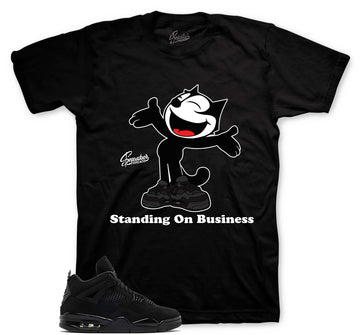 Retro 4 Black Cat Shirt - Standing on Business - Black