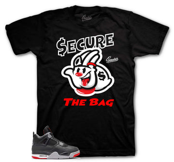Retro 4 Bred Shirt - Secure The Bag - Black