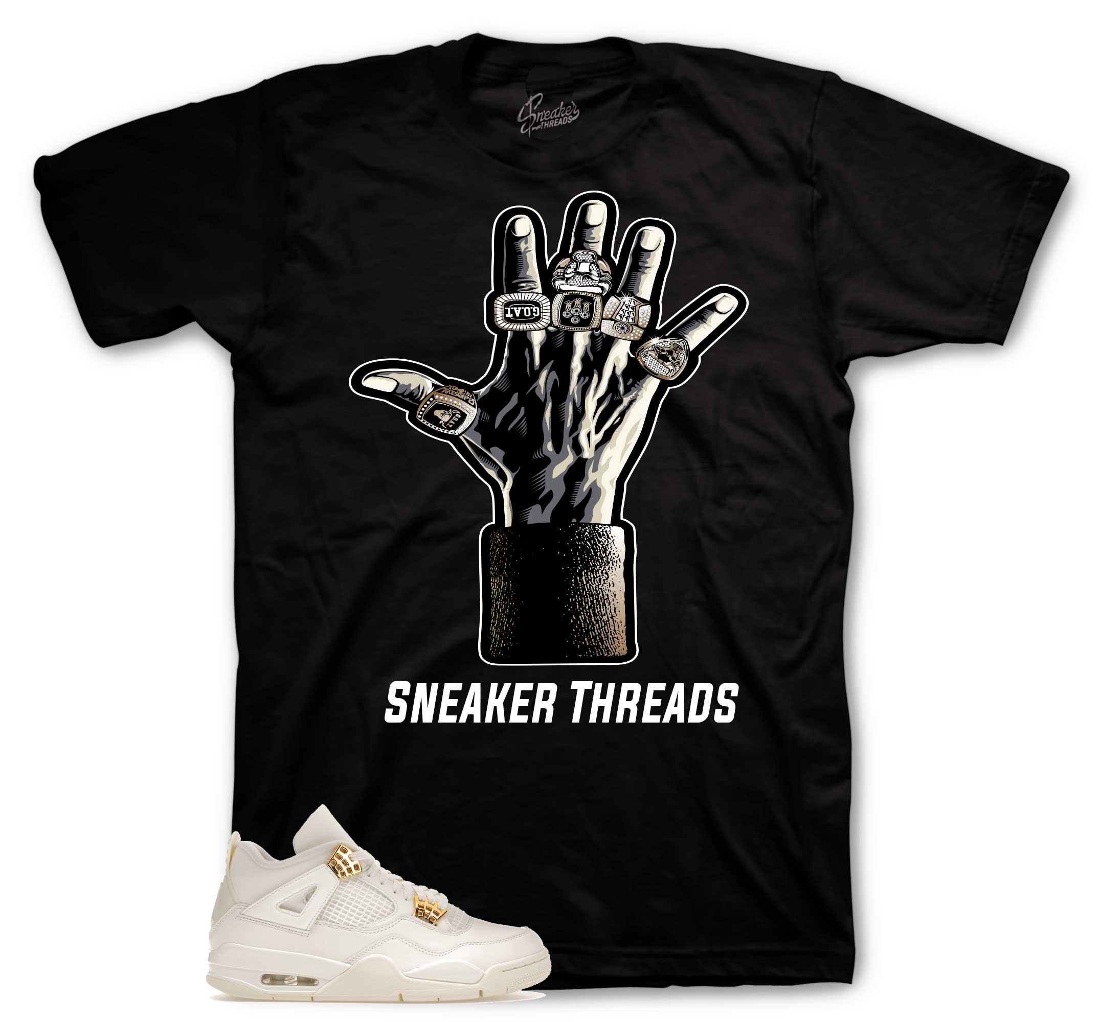 Jordan 4 metallic gold Sneaker Shirts & Tees | rings Design