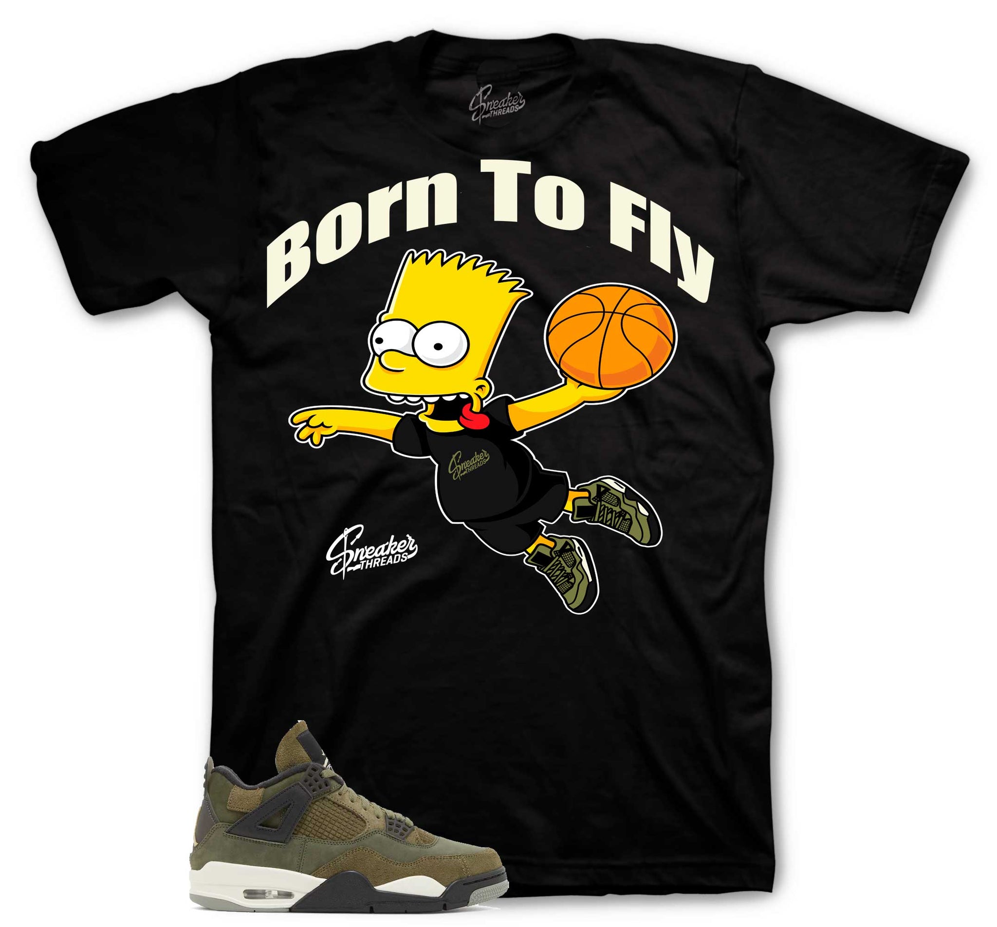 Retro 4 Craft Olive Shirt - Born To Fly - Black