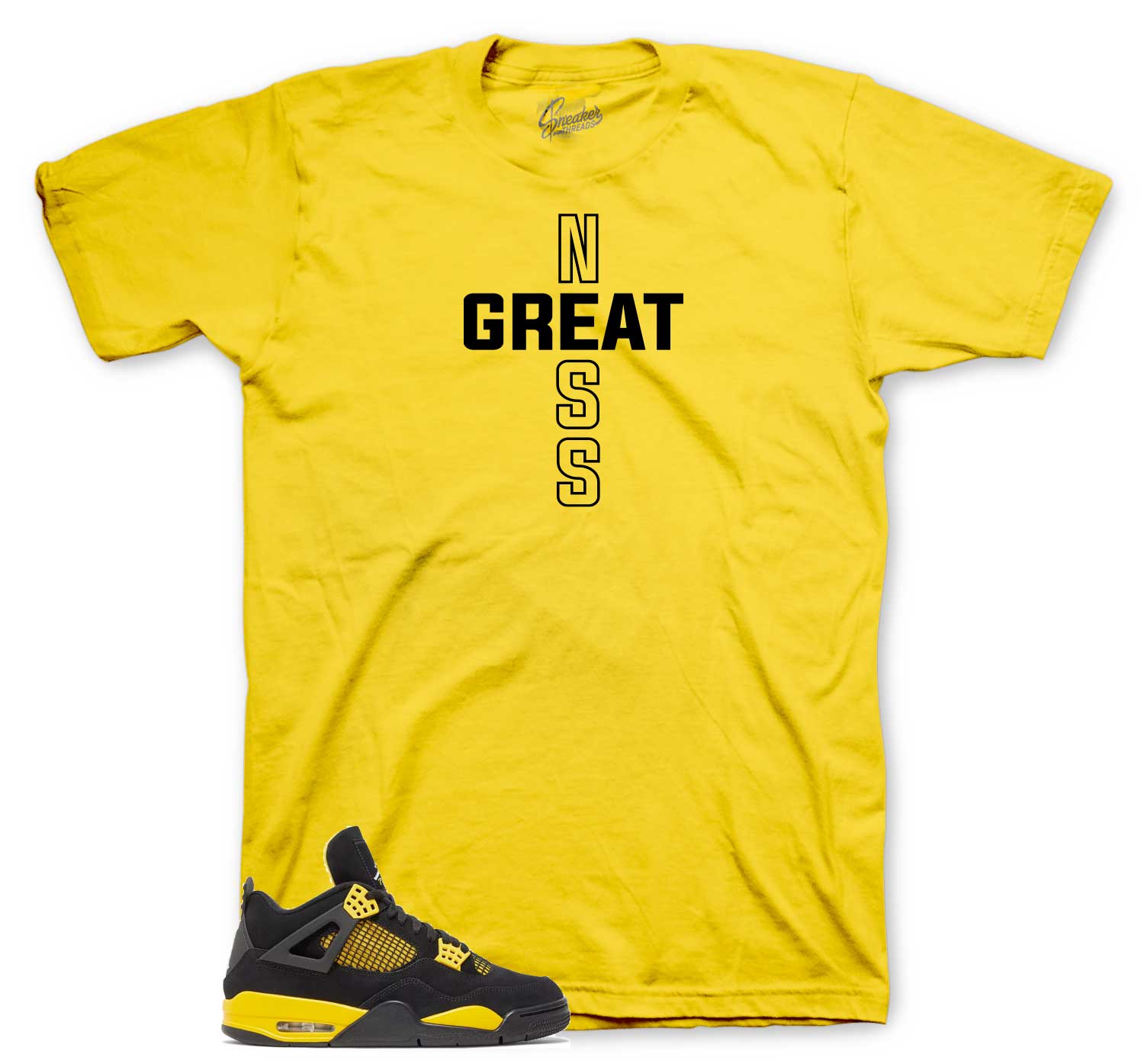 Retro 4 Yellow Thunder Shirt - Greatness Cross - Yellow