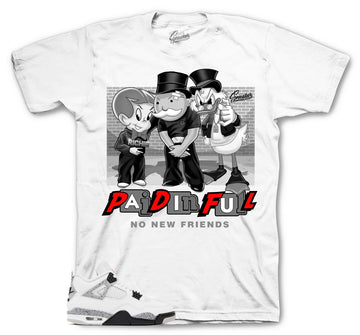 Retro 4 White Cement Shirt - No New Friends - White