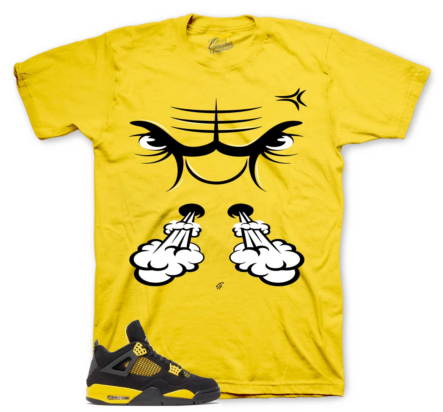 Retro 4 Yellow Thunder Shirt - Raging Face - Yellow