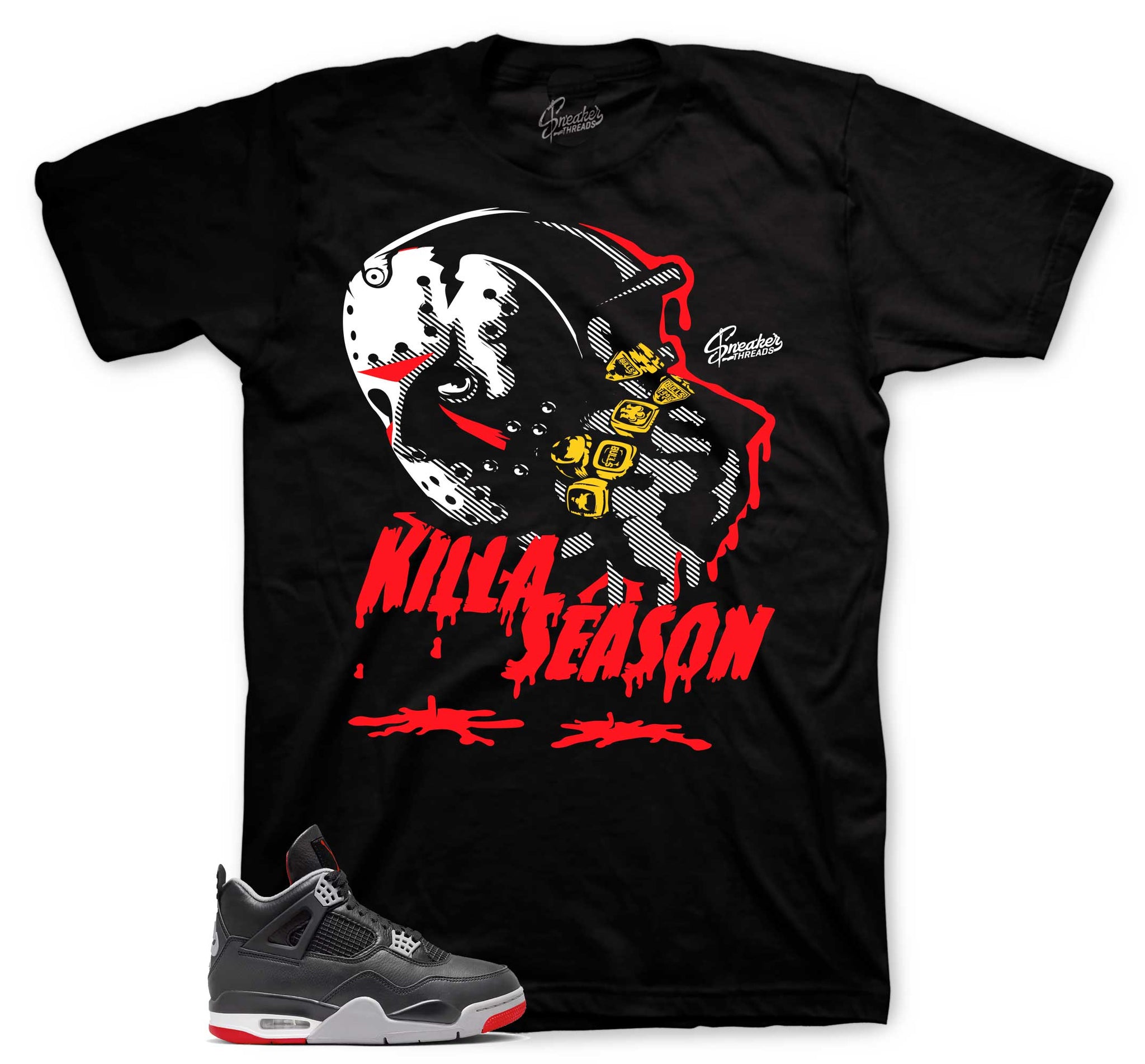 Retro 4 Bred Shirt - Killa Season - Black