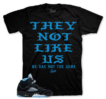 Retro 5 Black University Blue Shirt - Not Like Us - Black