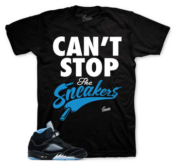Retro 5 Black University Blue Shirt - Can't Stop - Black