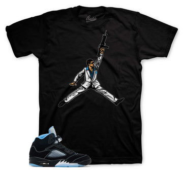 Retro 5 Black University Blue Shirt - Tony - Black