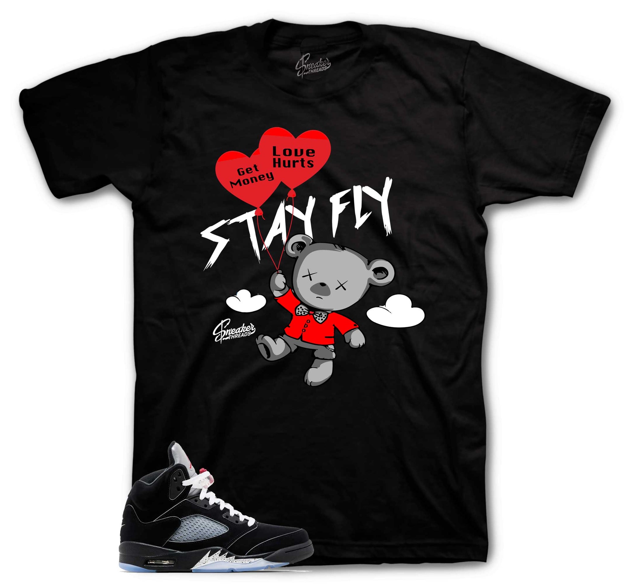 Retro 5 Black Metallic Shirt - Money Over Love - Black