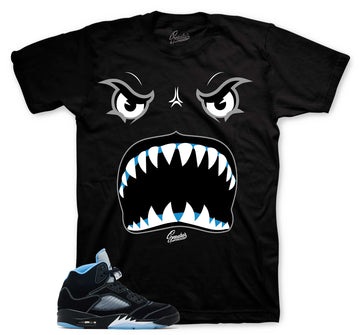Retro 5 Black University Blue Shirt - Bite Me - Black