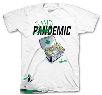 Retro 5 Lucky Green Shirt - Bandemic - White
