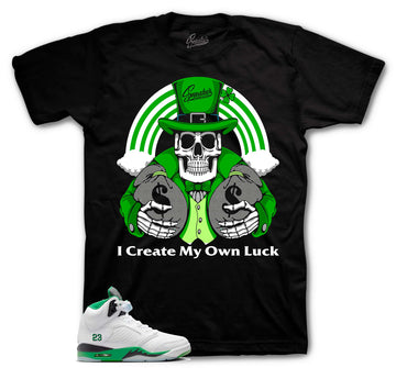 Retro 5 Lucky Green Shirt - Create My Own Luck - Black