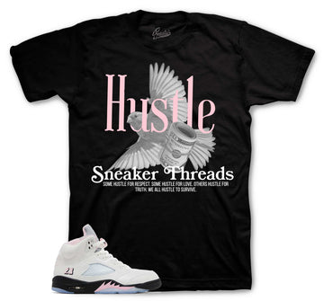 Retro 5 Soft Pink Shirt - Hustle Bird - Black
