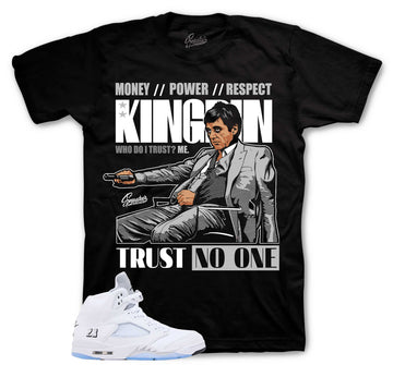 Retro 5 White Metallic Shirt - Trust Issues - Black