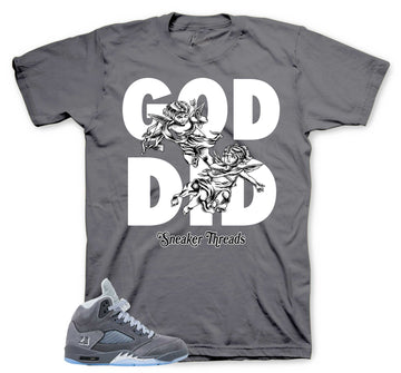 Retro 5 Wolf Grey Shirt - God Did - Black