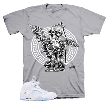 Retro 5 White Metallic Shirt - Archangel - Grey