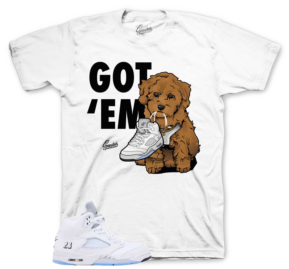 Retro 5 White Metallic Shirt - Got Em