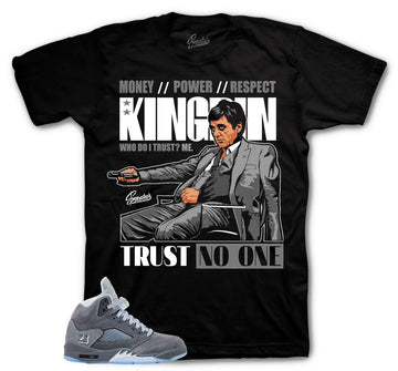 Retro 5 Wolf Grey Shirt - Trust Issues - Black