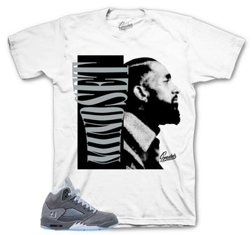 Retro 5 Wolf Grey Shirt - Mindset - White