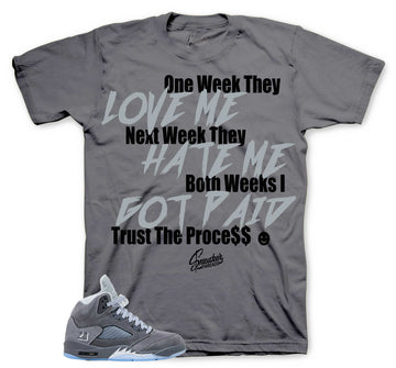 Retro 5 Wolf Grey Shirt - Trust The Process