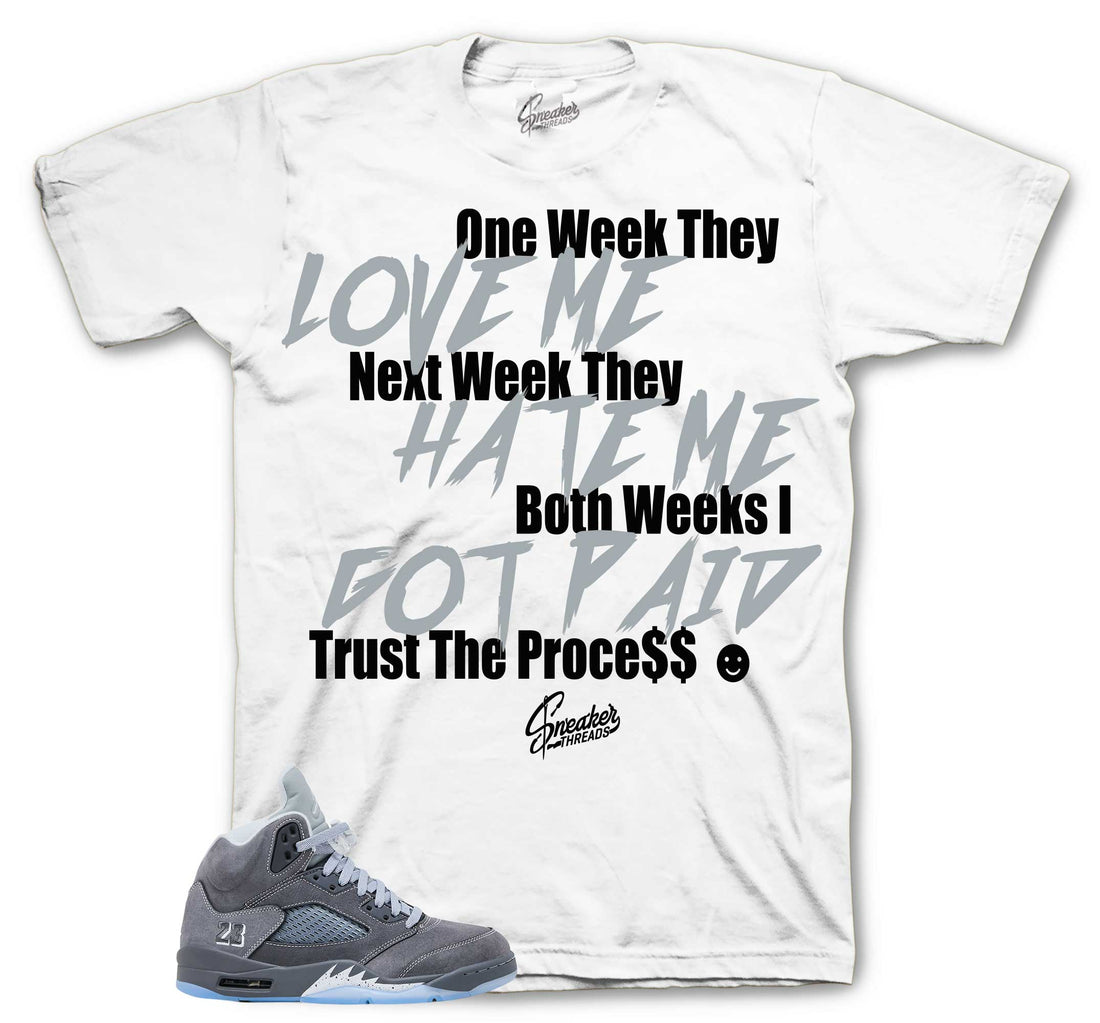 Retro 5 Wolf Grey Shirt - Trust The Process
