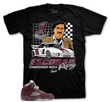 Retro 5 Burgundy Shirt - Championship Racing - Black