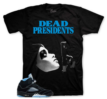 Retro 5 Black University Blue Shirt - Dead Pres - Black