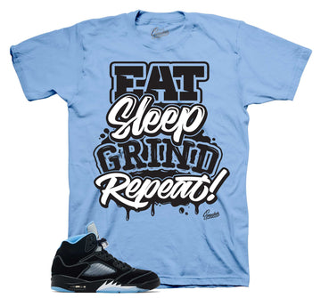 Retro 5 Black University Blue Shirt - Daily Routine - University Blue