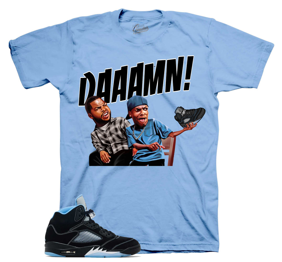 Retro 5 Black University Blue Shirt - Damn