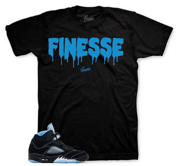 Retro 5 Black University Blue Shirt - Finesse- Black