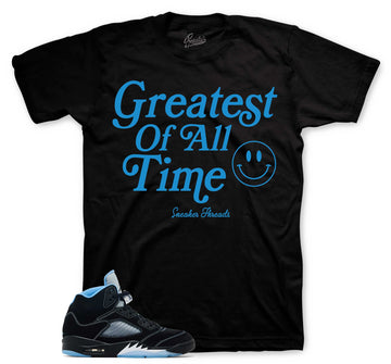 Retro 5 Black University Blue Shirt - Goat - Black