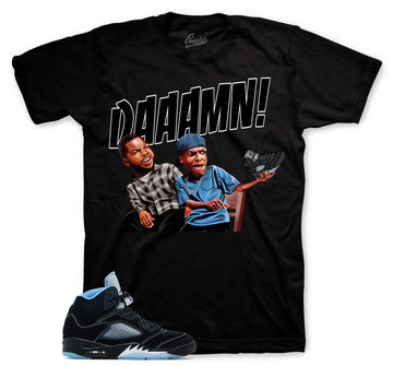 Retro 5 Black University Blue Shirt - Damn