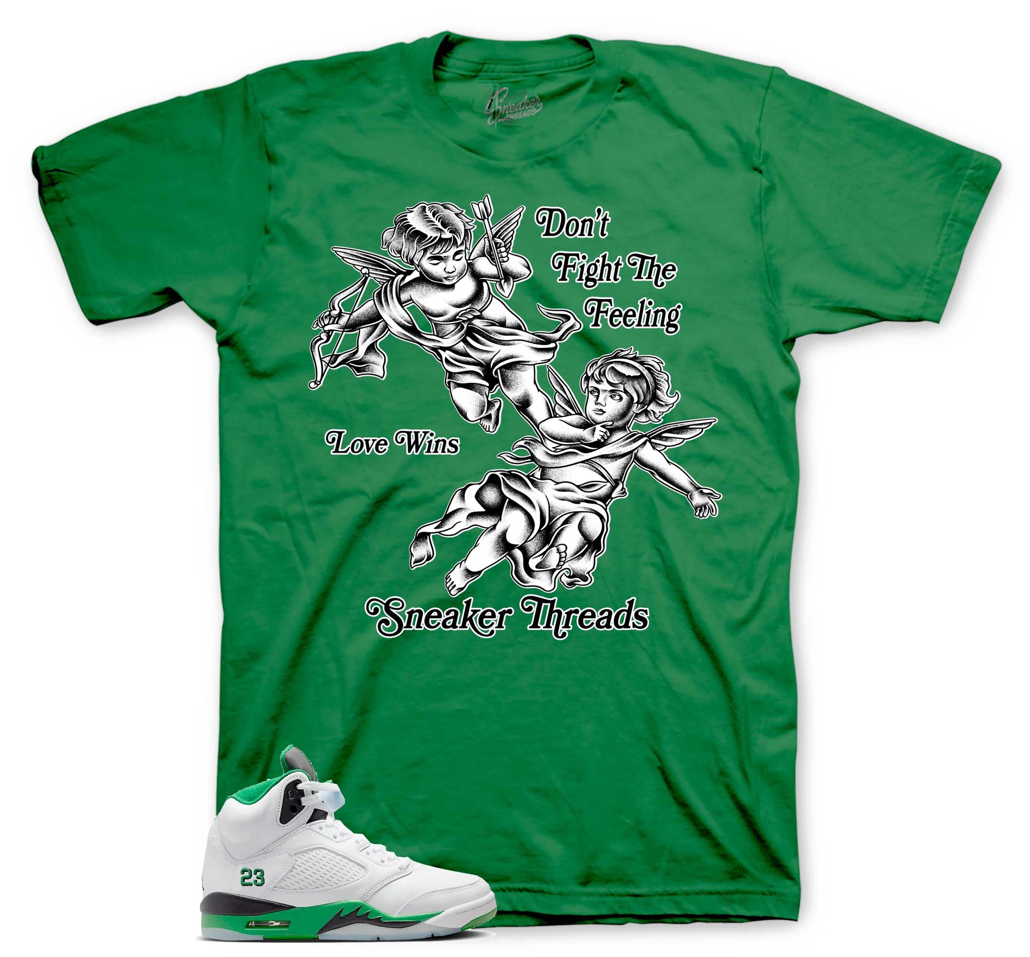 Retro 5 Lucky Green Shirt - Love Wins - Green