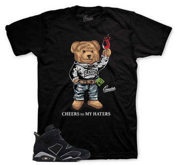 Retro 6 Cap & Gown Shirt - Cheers Bear - Black