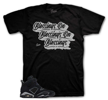 Retro 6 Cap & Gown Shirt - Blessings - Black